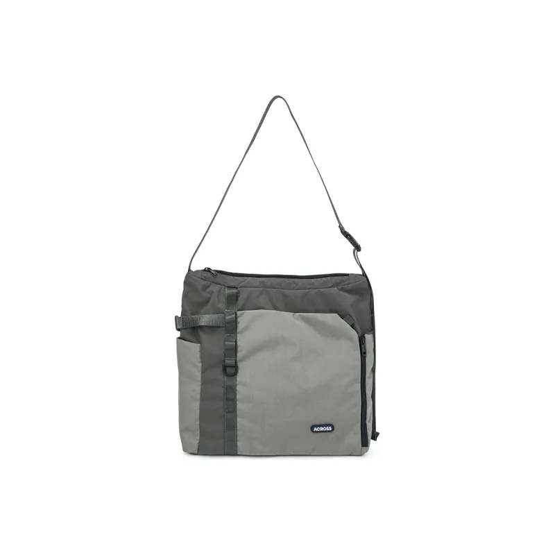 ACROSS Polyester Shoulder Bag, Crossbody Bag Large Size Unisex Khaki/Gray/Black-4