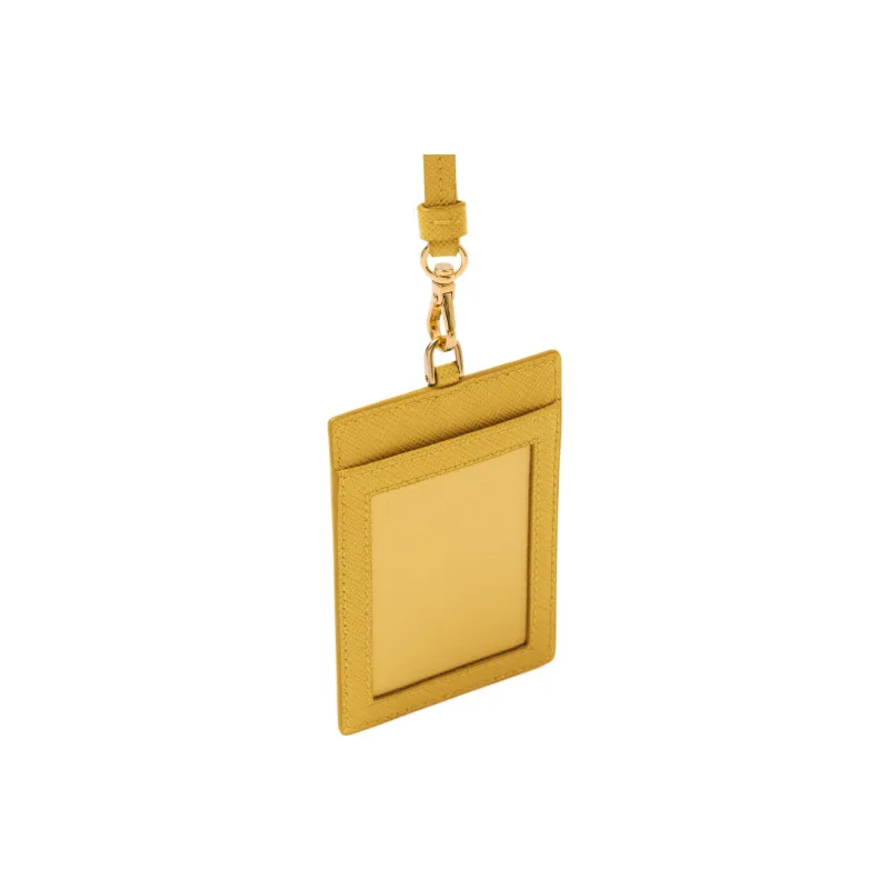PRADA Saffiano Leather Card Holder Women's Yellow-2