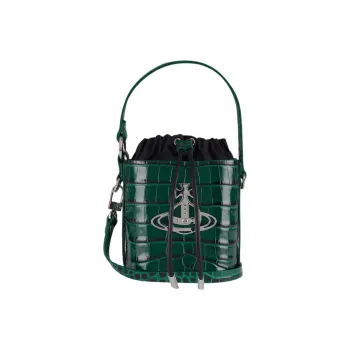 Vivienne Westwood DAISY Calfskin Bucket Bag, Shoulder Bag, Crossbody Bag, Handbag Women's Green