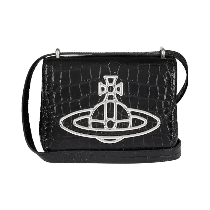 Vivienne Westwood Linda Cow Leather Shoulder Bag Crossbody Bag Women's Black-0