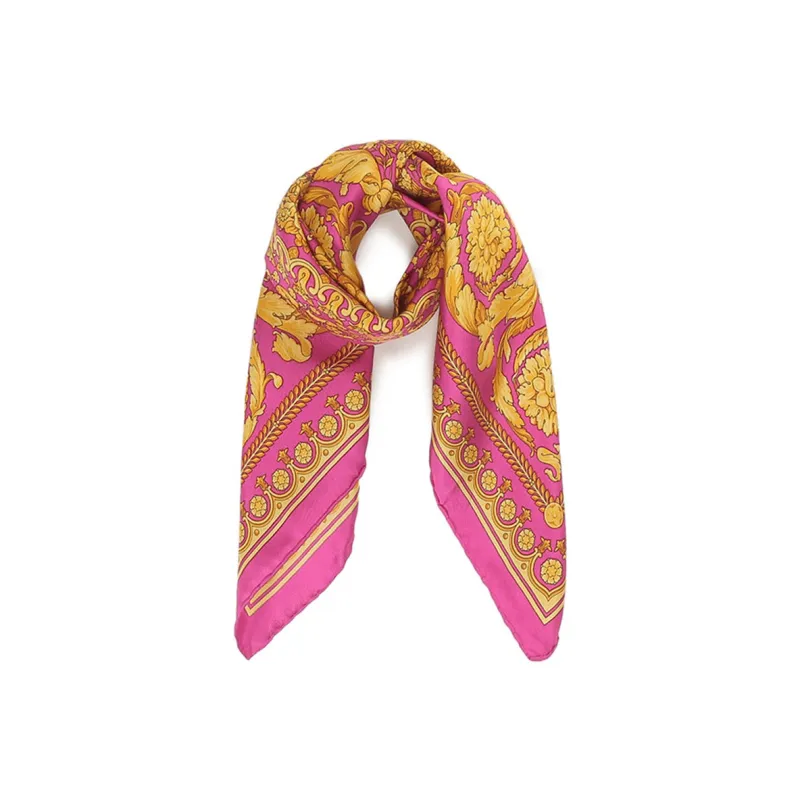 VERSACE Silk Scarves Unisex Pink Gold-0