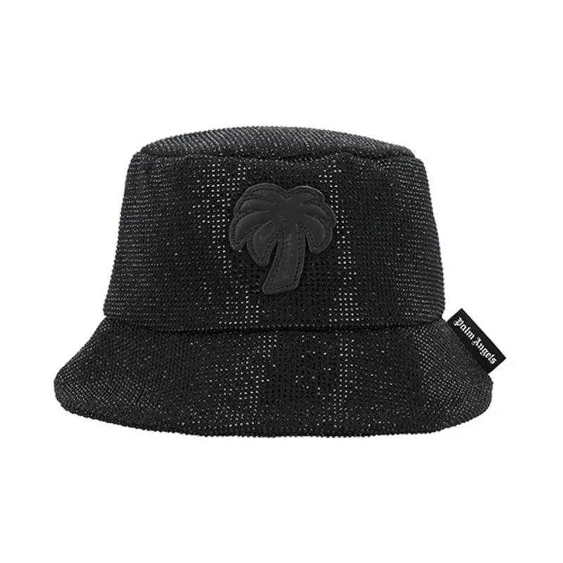 PALM ANGELS Palm patch Rhinestone Bucket Hat-1
