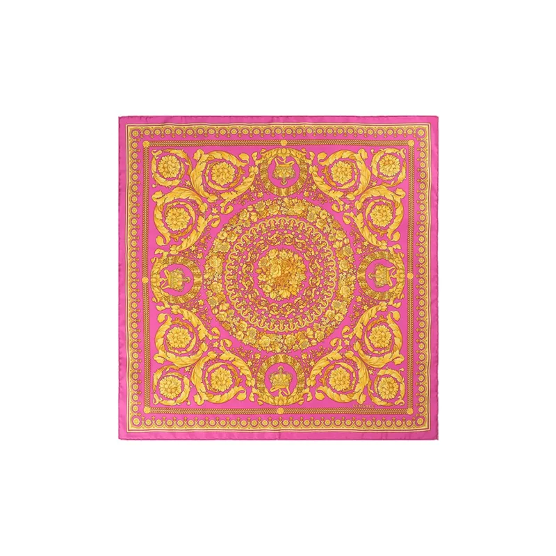 VERSACE Silk Scarves Unisex Pink Gold-2