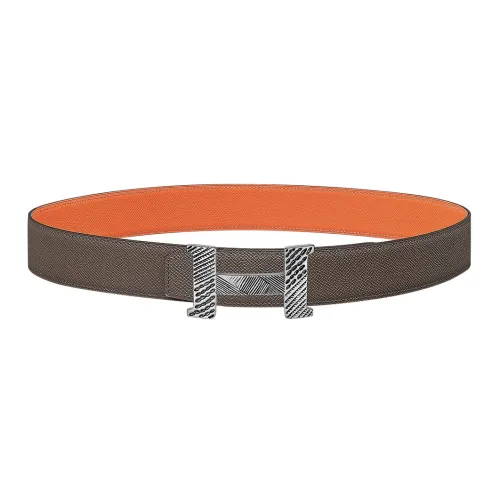 HERMES Leather Belts Men Brown/Orange