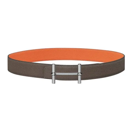 HERMES Leather Belts Men Brown/Orange