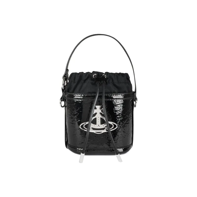 Vivienne Westwood DAISY Calfskin Bucket Bag, Shoulder Bag, Crossbody Bag, Handbag Women's Black-1