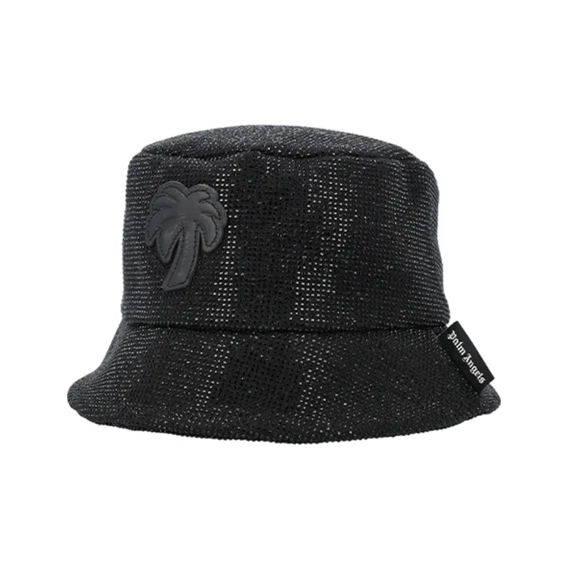 PALM ANGELS Palm patch Rhinestone Bucket Hat-0