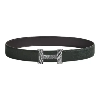 HERMES Minimalist Style Fashion Versatile Constance Touareg Double-Face Leather Smooth Buckle Men's Width: 3.8cm