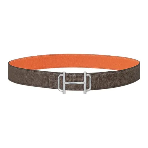 HERMES Leather Belts Men Brown/Orange