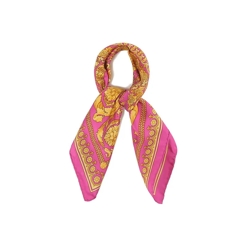 VERSACE Silk Scarves Unisex Pink Gold-1