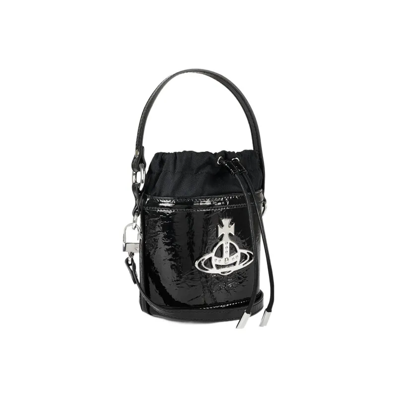Vivienne Westwood DAISY Calfskin Bucket Bag, Shoulder Bag, Crossbody Bag, Handbag Women's Black-2