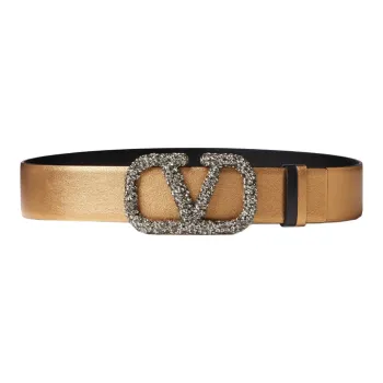 Valentino Trendy Versatile Smooth Buckle Belt Women's Gold Width: 4cm