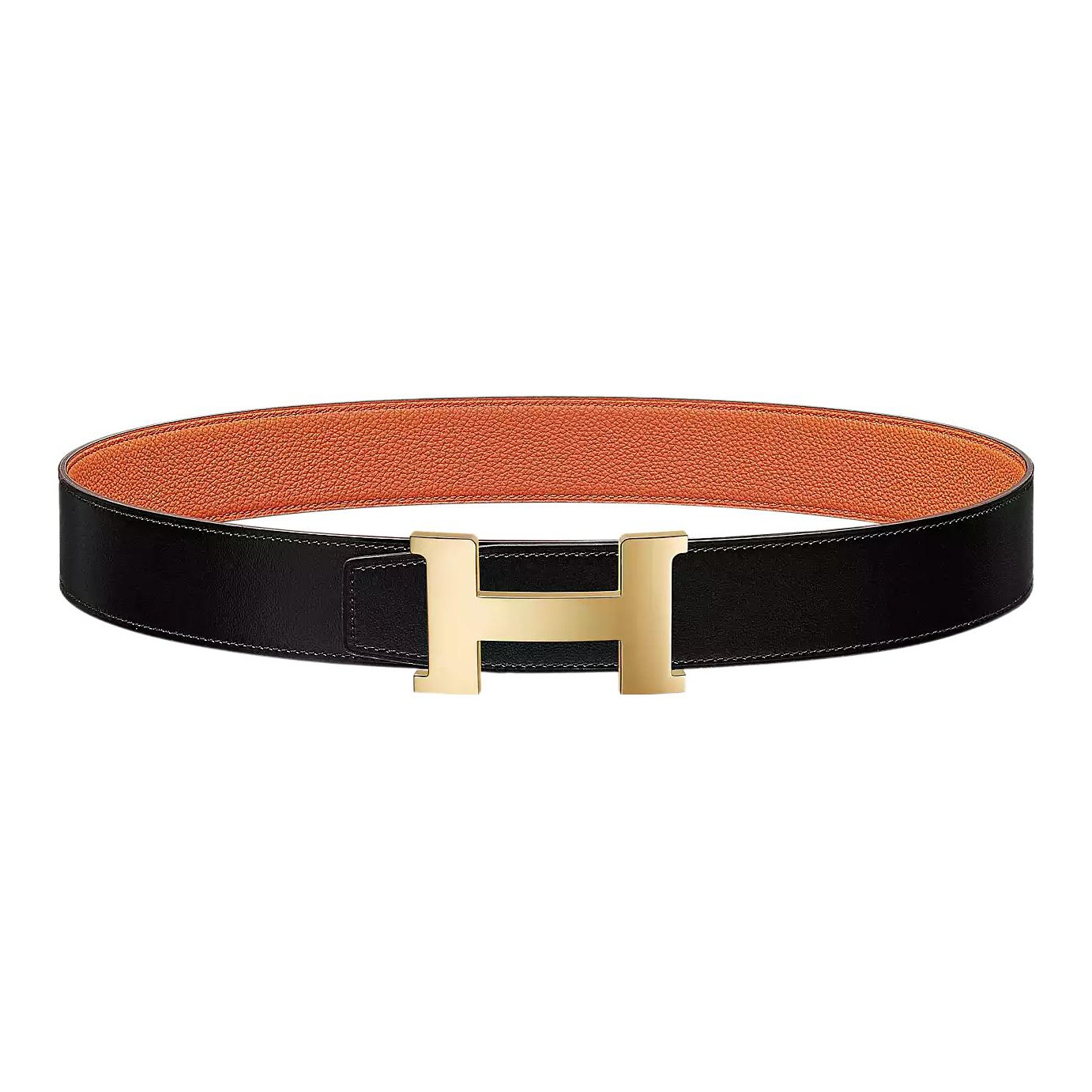 HERMES Constance Leather Belts Men Black Orange - POIZON