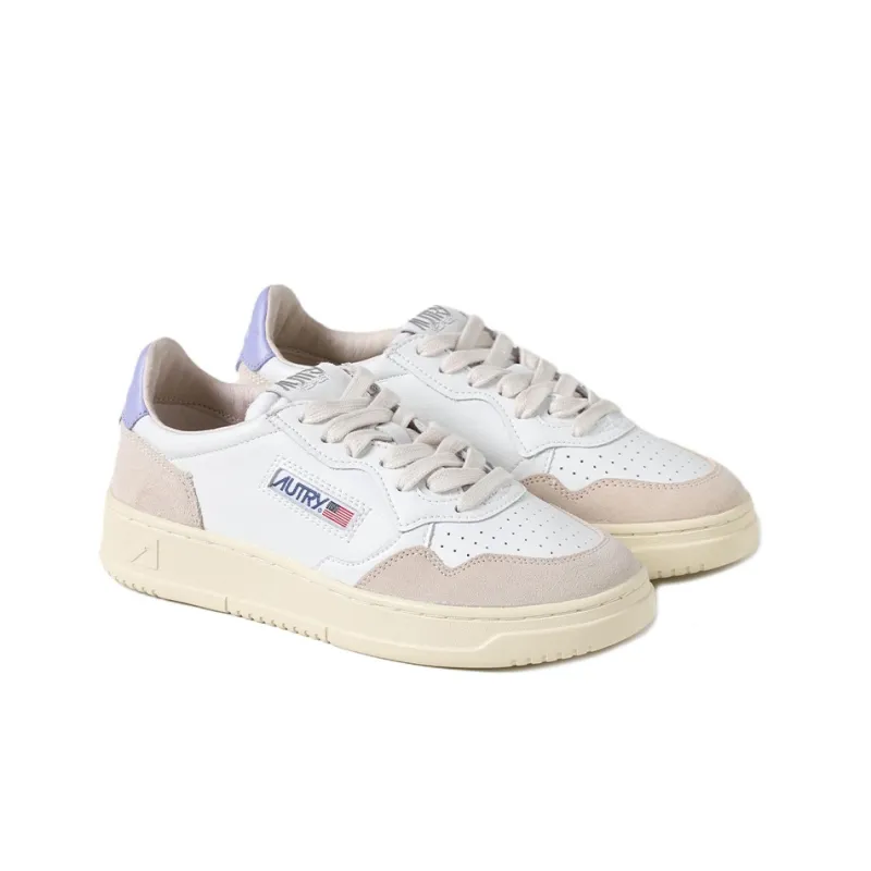 AUTRY Medalist Leather Low 'White Suede Lavender' Women's-1