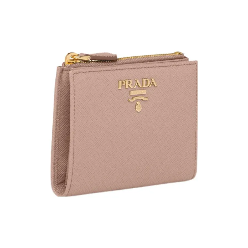 PRADA Saffiano Leather Wallet Small Size Women's Pink-1