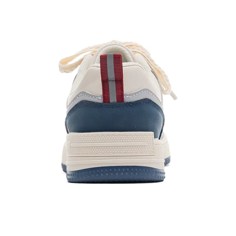 Warrior Slip Resistant, Abrasion Resistant, Lightweight, Breathable Low Top Skateboard Shoes Unisex Beige Blue-4