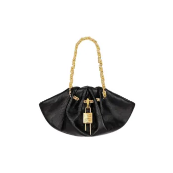 GIVENCHY Kenny Wrinkled Cow Leather One Shoulder Handbags Mini Women's Black
