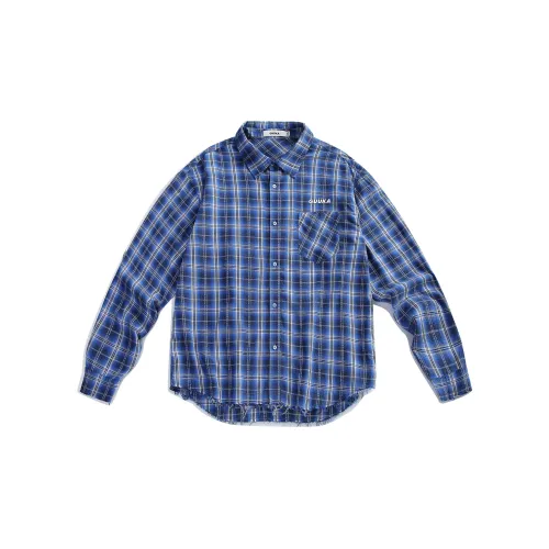 Guuka Shirts Men Blue Plaid