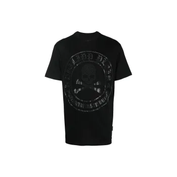 PHILIPP PLEIN Skull Bones Logo Crewneck T Shirt