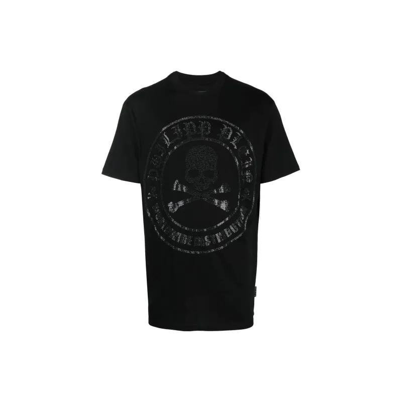 PHILIPP PLEIN Skull Bones Logo Crewneck T Shirt-0