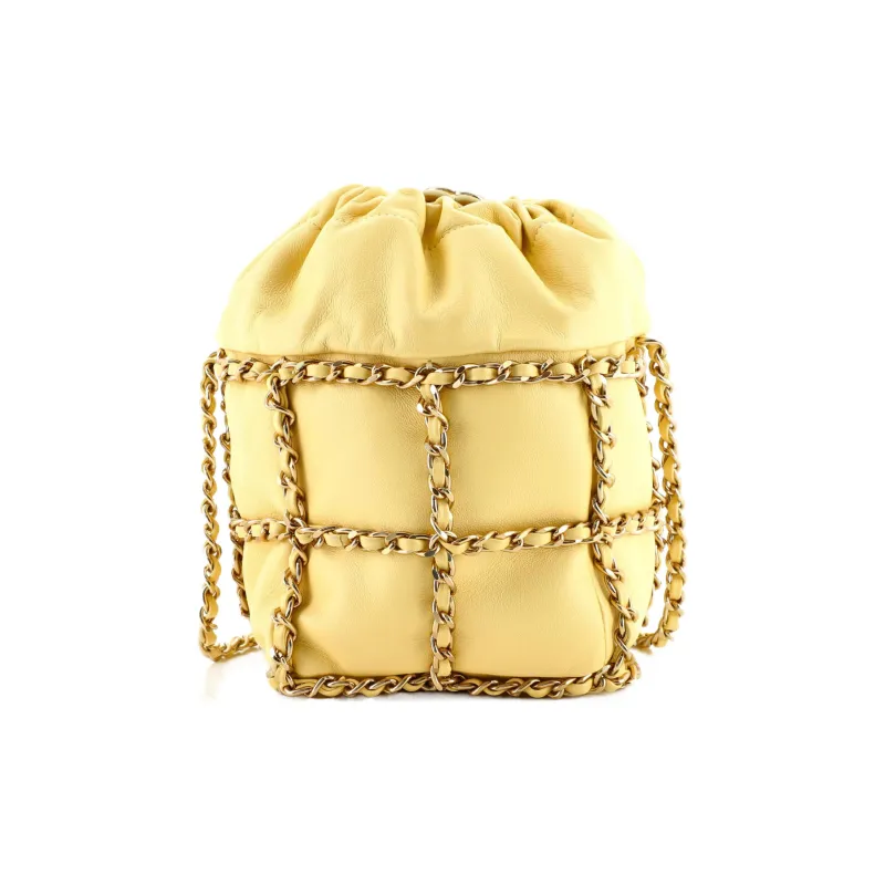 CHANEL Lambskin Bucket Bag, Clutch, Crossbody Bag, Shoulder Bag Mini Women's Yellow-2