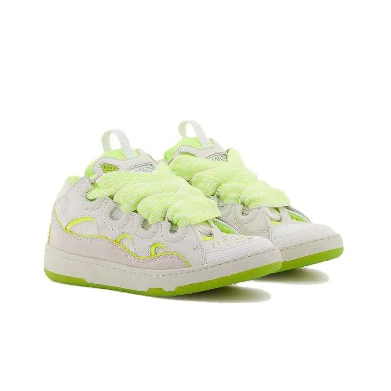 Lanvin Curb Low Top Stylish Skateboarding Shoes Women's White Yellow-2