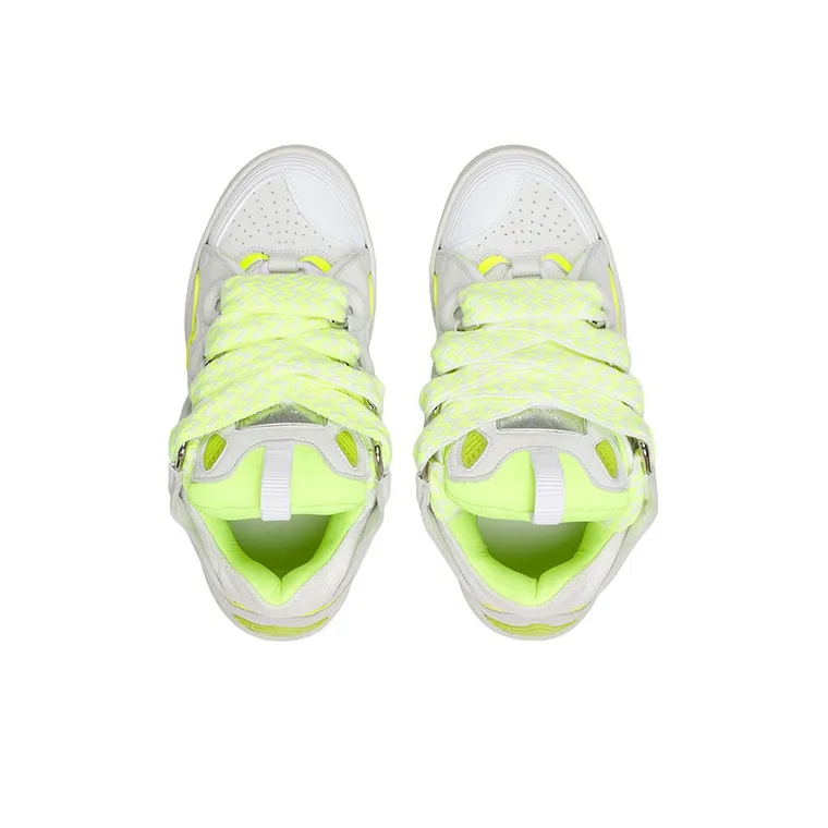Lanvin Curb Low Top Stylish Skateboarding Shoes Women's White Yellow-3