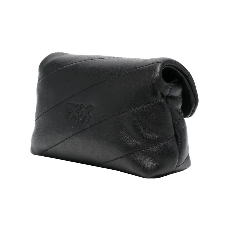 PINKO Quilted Leather Shoulder Bag, Crossbody Bag Regular Women's Black-3