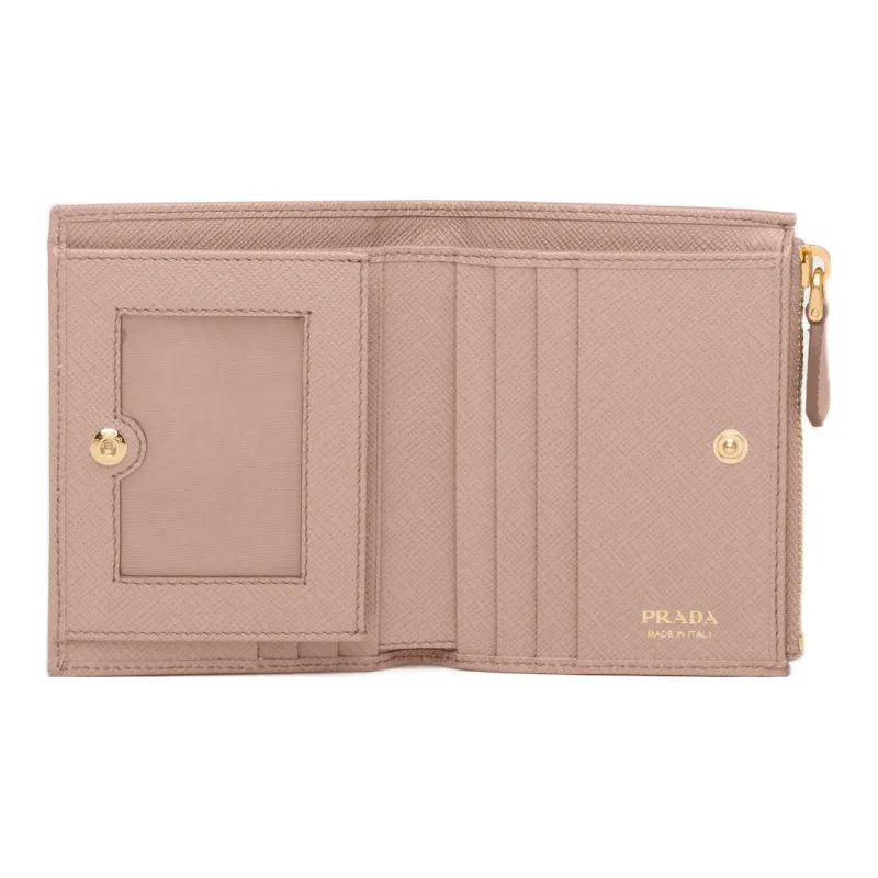 PRADA Saffiano Leather Wallet Small Size Women's Pink-3