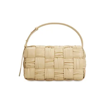 Bottega Veneta CASSETTE Cow Leather Handbag Shoulder Bag Women's Beige