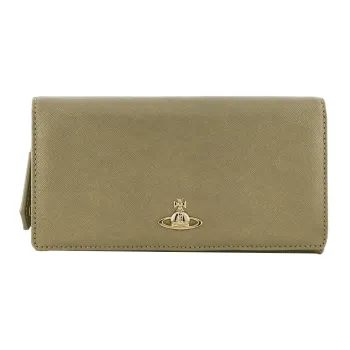 Vivienne Westwood Saffiano Cow Leather Wallet Women's Metallic Gray