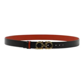 FERRAGAMO Casual Minimalist Style Logo Smooth Buckle Belt Women's Brown