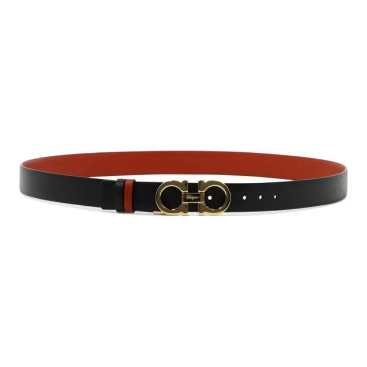 FERRAGAMO Casual Minimalist Style Logo Smooth Buckle Belt Women's Brown-0