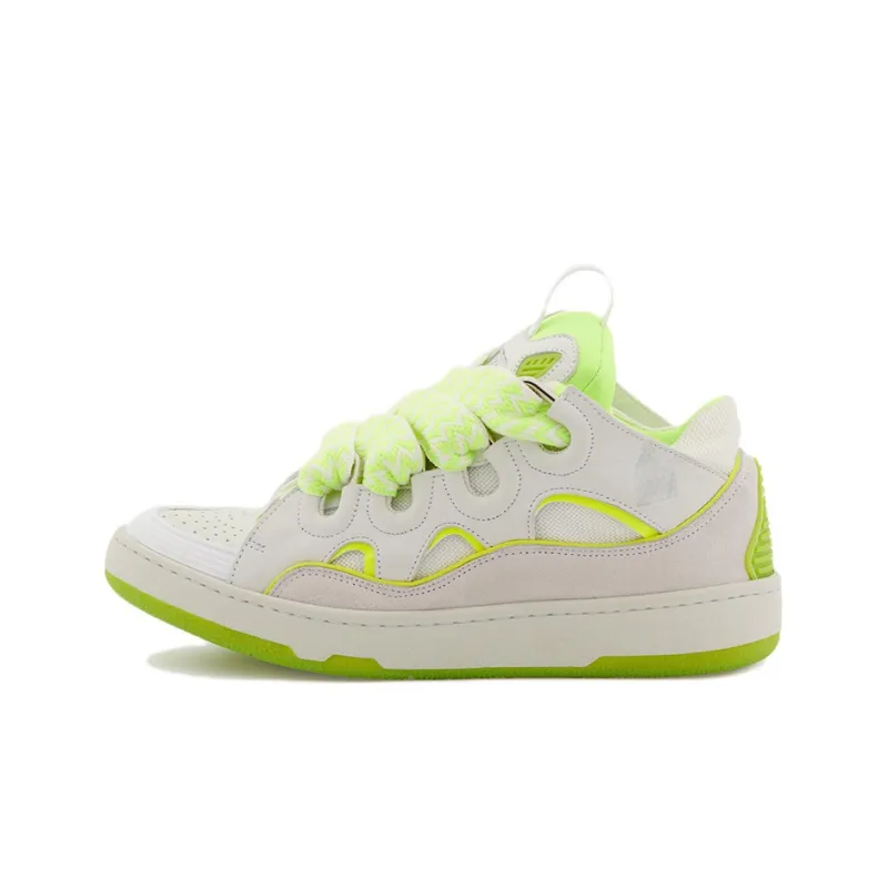 Lanvin Curb Low Top Stylish Skateboarding Shoes Women's White Yellow-0