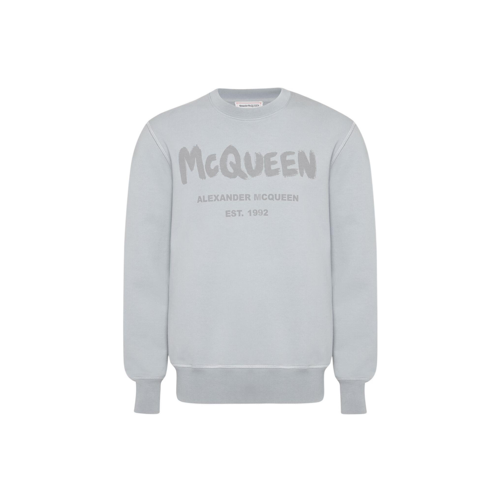 Alexander Mcqueen Grey Hoodies Sweatshirts for Women s Men s Sneakers Clothing Sale New POIZON