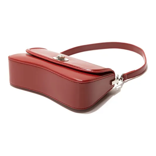 GXFMOD Cow Leather Baguette Shoulder Bag Medium Size Women's Cherry Red-3