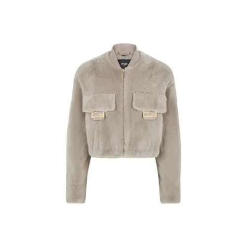 FENDI Cropped Coats Women's Khaki