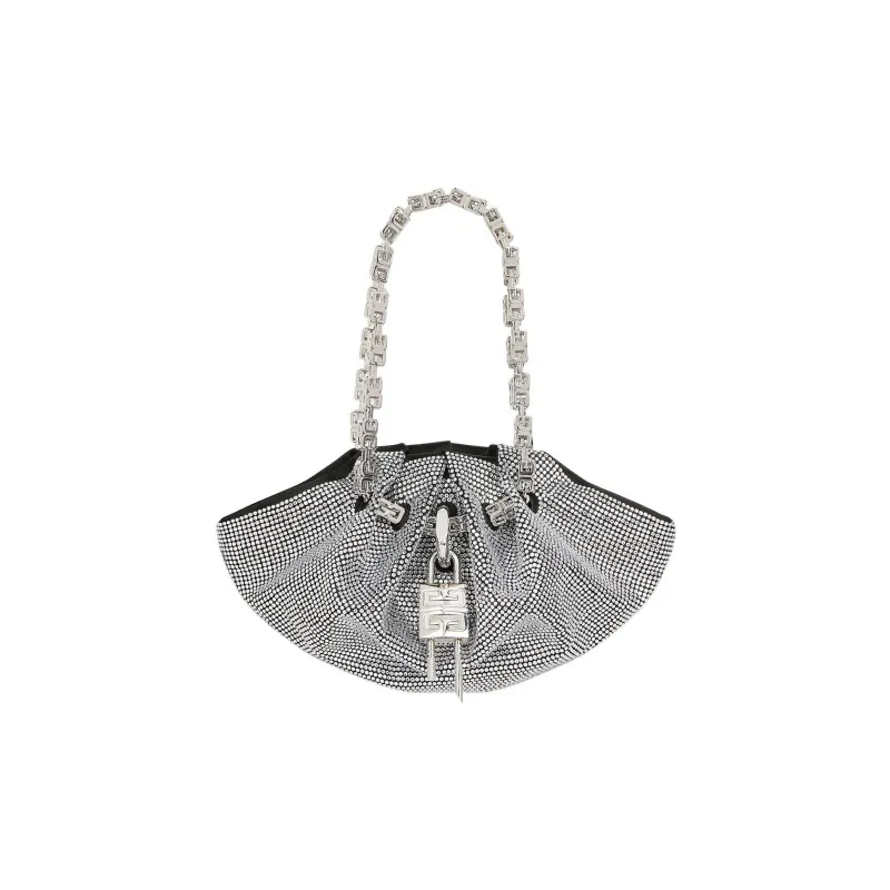 Givenchy Kenny Ruffled Satin One Shoulder Handbag Mini Women's Silver-0