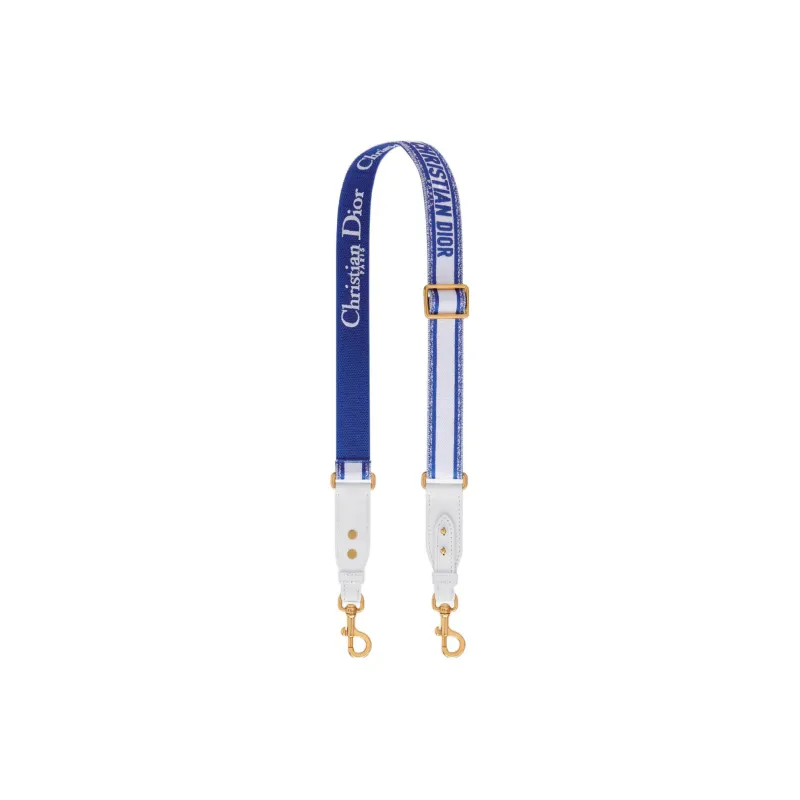 DIOR Embroidered Cow Leather Patchwork Shoulder Strap Bag Straps Women's Blue-0