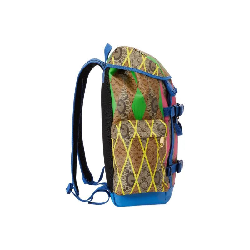 GUCCI Canvas Backpack Men's Ebony & Multicolor-2