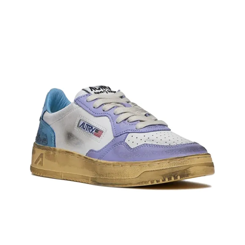 AUTRY Medalist Super Vintage Low Leather Sneakers 'White Purple Blue' Women's-2