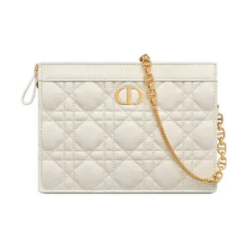 DIOR Caro Soft Cow Leather One Shoulder Crossbody Clutches Regular Women's White