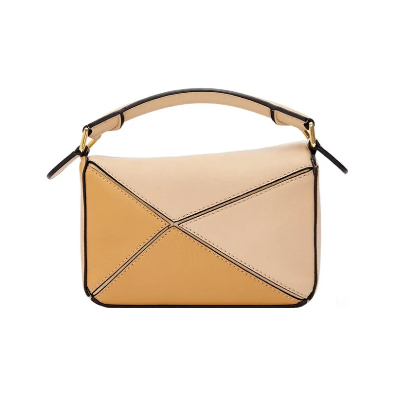 LOEWE Puzzle Classic Calfskin Puzzle Bag, Handbag, Shoulder Bag, Crossbody Bag Mini Women's Gray Beige/Soft White-4