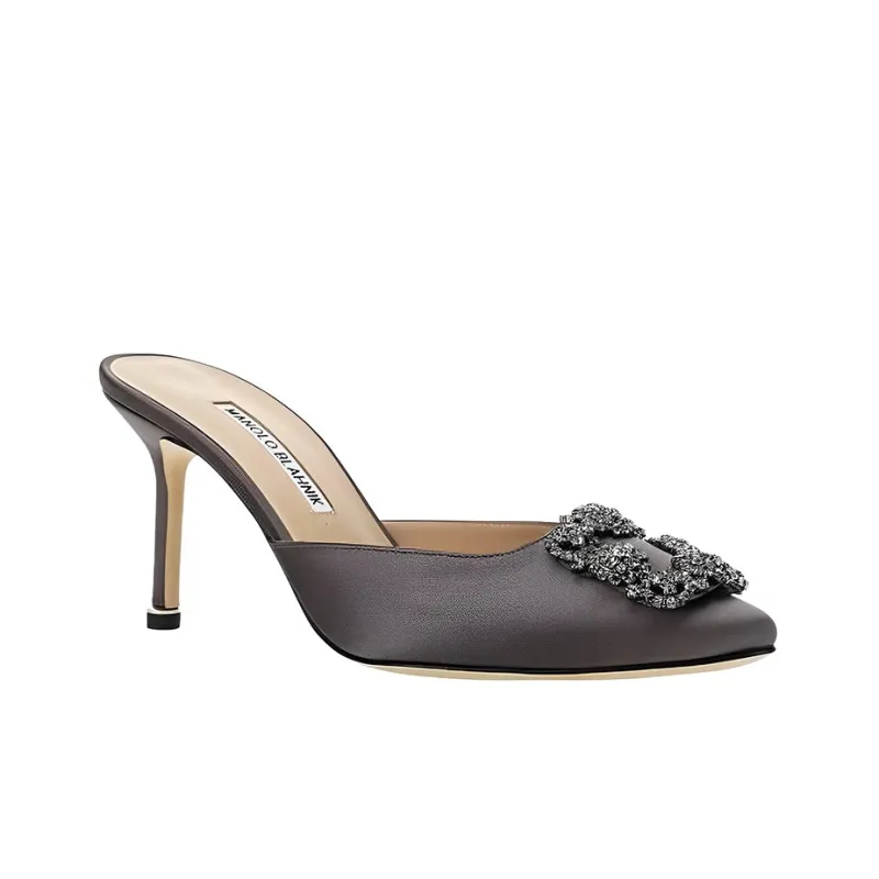 MANOLO BLAHNIK Closed Toe Slippers Women's Gray-3