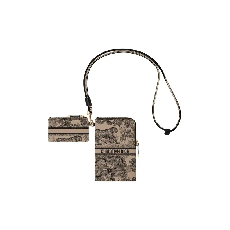 DIOR Leather Cell Phone Pouch Clutch Women's Multicolor-1