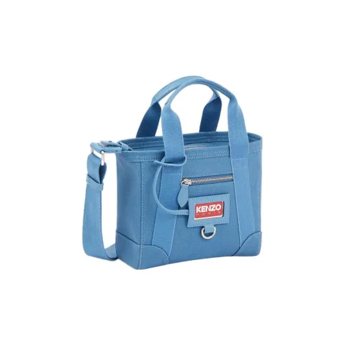 KENZO Canvas With Leather Tote Bag Shopping Bag Portable One Shoulder Canvas Bag Crossbody Bag Mini Unisex Blue