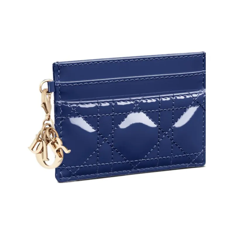 DIOR Lady Dior Patent Leather Calfskin Wallet Card Holder Card Holder Regular Women's Royal Blue-1