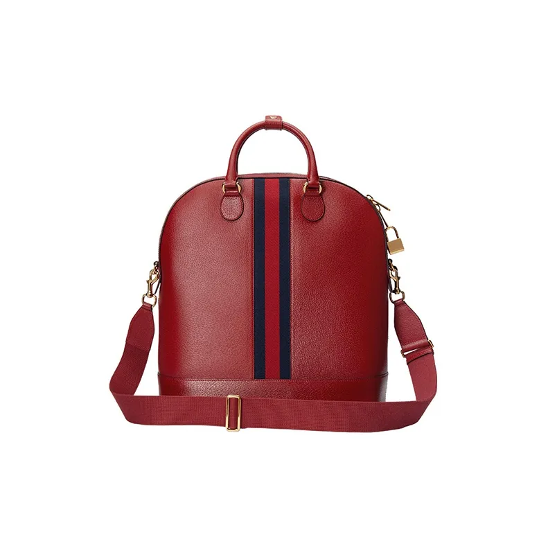 GUCCI Canvas With Leather Travel Bag Portable Crossbody Bag Shoulder Bag Small Size Men's Red-3