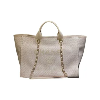 CHANEL Fabric Beach Bag, Tote Bag, Shopping Bag, Shoulder Bag, Crossbody Bag, Handbag Tubas Women's Light Pink