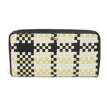 Furla Genuine Leather Clutches Wallets Large Size Women's Yellow/White/Black Multicolor